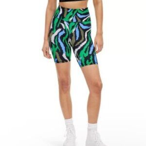 DVF x Target Women's Bike Shorts Disco Zebra Green Blue Size XXS